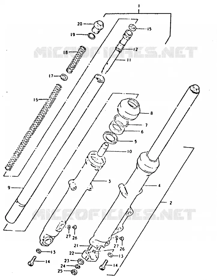 FOURCHE AVANT (GSX400ST F.NO. 500306~ GSX400SX) Suzuki MOTO 400 GSX 1980  GSX400ET/GSX400ST