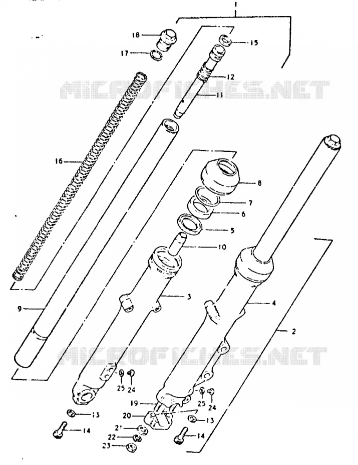FOURCHE AVANT (GSX400ST:~F.NO. 500305/ET, EX) Suzuki MOTO 400 GSX 1981  GSX400EX(T/X)