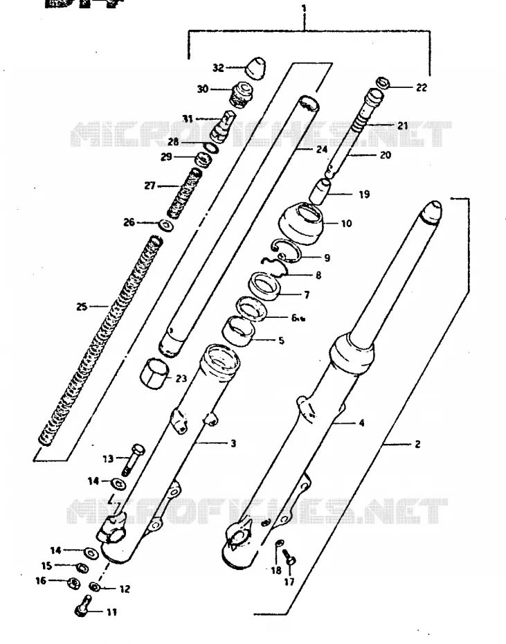FOURCHE AVANT (GSX750EX, GSX750X) Suzuki MOTO 750 GSX-E 1981  GSX750EX(T/X)