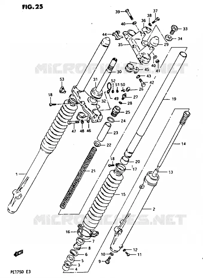 FOURCHE AVANT MODELE Z Suzuki MOTO 175 PE 1982  PE175Z(Z/D)