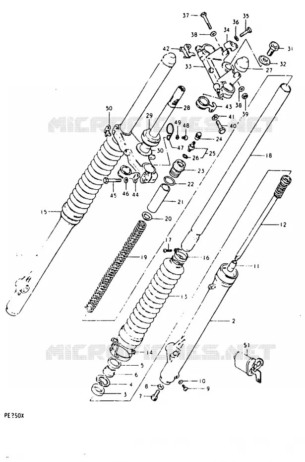 FOURCHE AVANT Suzuki MOTO 250 PE 1981  PE250X(T/X)
