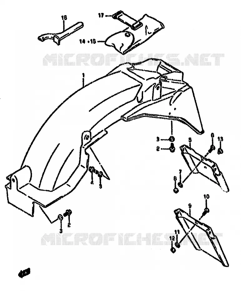 GARDE BOUE ARRIERE (MODELE K/L/M/N/P/R) Suzuki MOTO 750 GSX-F 1992  GSX750FN(K-T)