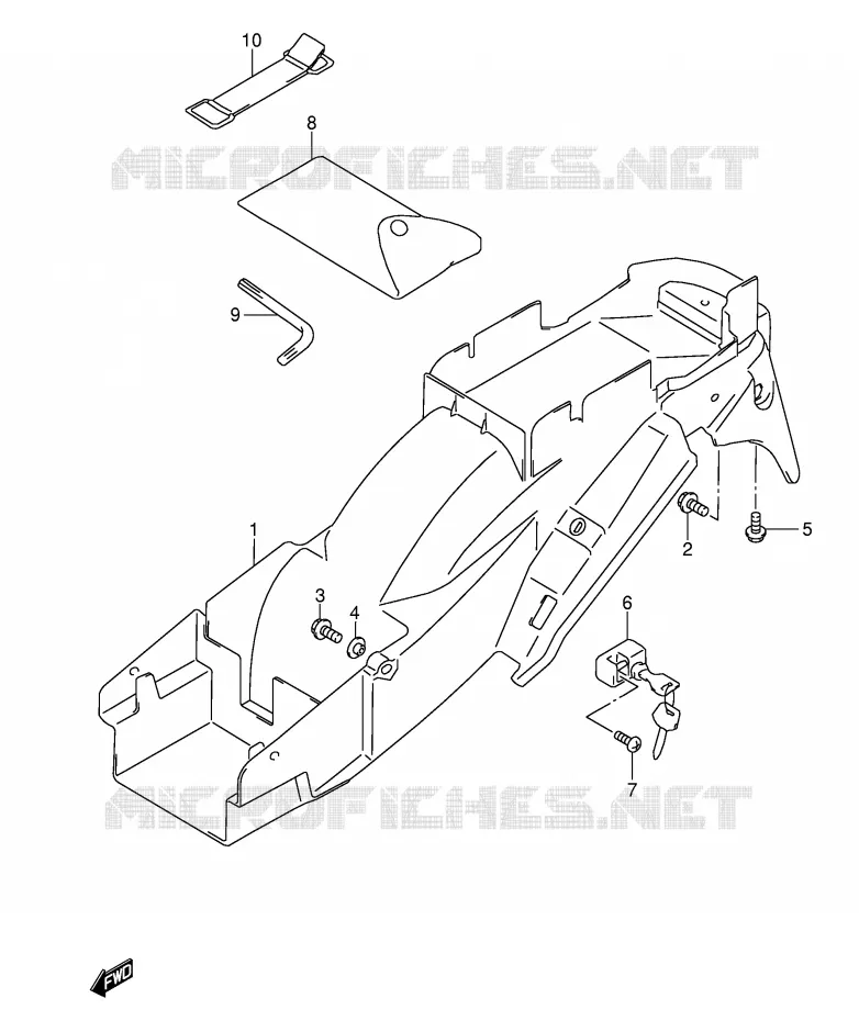 GARDE BOUE ARRIERE (MODELE K3) Suzuki MOTO 750 GSX-F 2000  GSX750FY(E2)