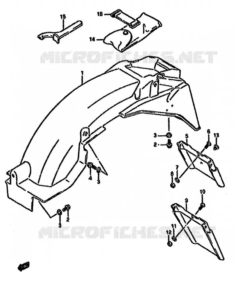 GARDE BOUE ARRIERE (MODELE S) Suzuki MOTO 750 GSX-F 1991  GSX750FM(K-T)