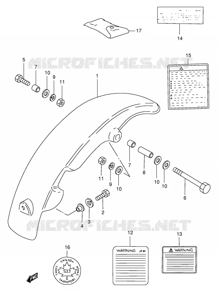 GARDE BOUE ARRIERE Suzuki MOTO 50 JR 1996  JR50T(P3/P28)
