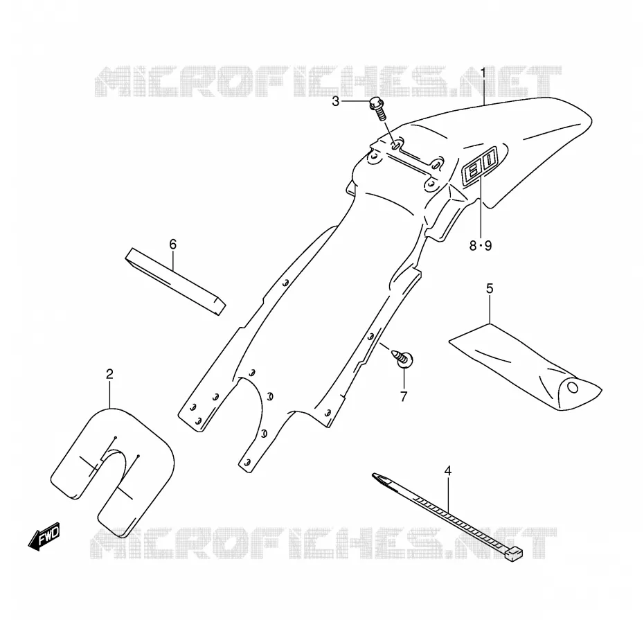 GARDE BOUE ARRIERE Suzuki MOTO 80 JR 2004  JR80K4(P3/P28)