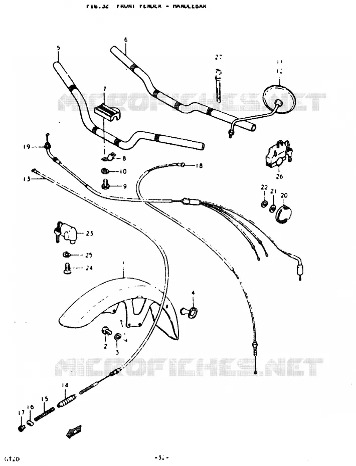 GARDE BOUE AVANT - GUIDON Suzuki MOTO 200 GT 1992  GT200N(N)
