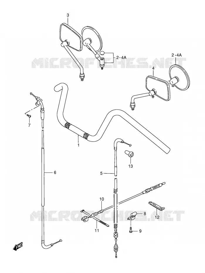GUIDON - CABLES Suzuki MOTO 650 SAVAGE 1998  LS650PW(E2)