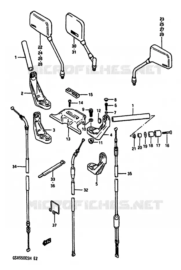 GUIDON (GSX550EF/EUF/EG/EUG/EUH) Suzuki MOTO 550 GSX-E 1985  GSX550EUF(F/G/H)