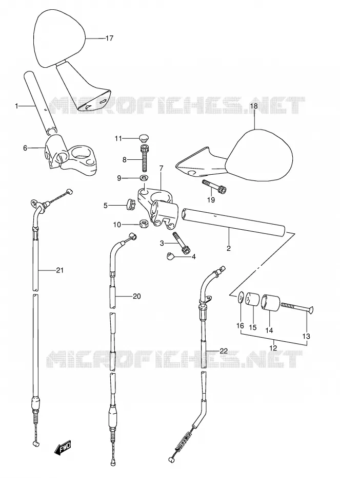 GUIDON (MODELE J/K/L/M/N/P/R) Suzuki MOTO 600 GSX-F 1993  GSX600FU2P(E2)