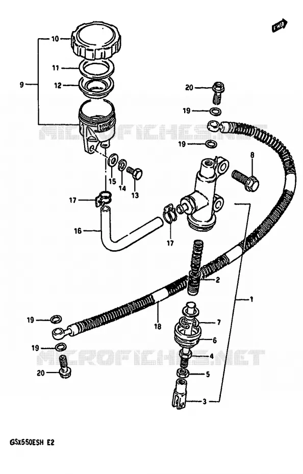 MAITRE CYLINDRE ARRIERE Suzuki MOTO 550 GSX-E 1985  GSX550EFF(F/G/H)