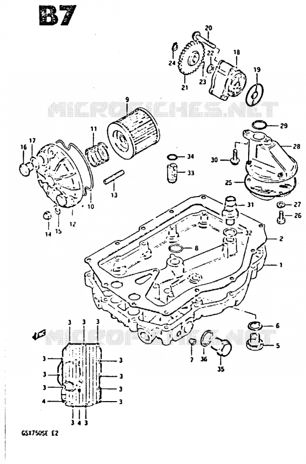 POMPE A HUILE - FILTRE A HUILE Suzuki MOTO 750 GSX-S 1984  GSX750SE(E2)