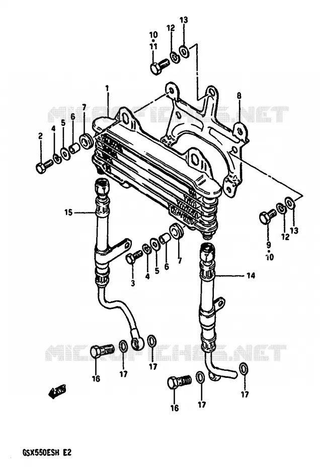 RADIATEUR D'HUILE Suzuki MOTO 550 GSX-E 1986  GSX550EUG(F/G/H)