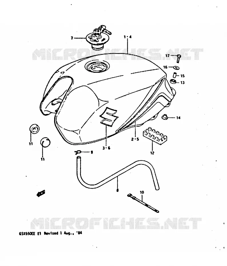 RESERVOIR D'ESSENCE (GSX550EE) Suzuki MOTO 550 GSX-E 1983  GSX550ESD(E1)