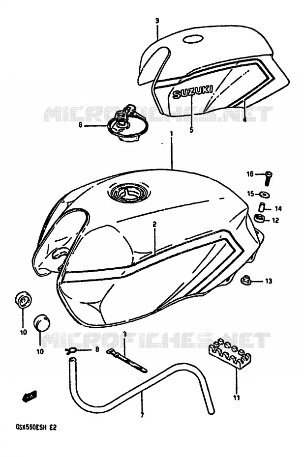 RESERVOIR D'ESSENCE (MODELE H) Suzuki MOTO 550 GSX-E 1985  GSX550EF(F/G/H)