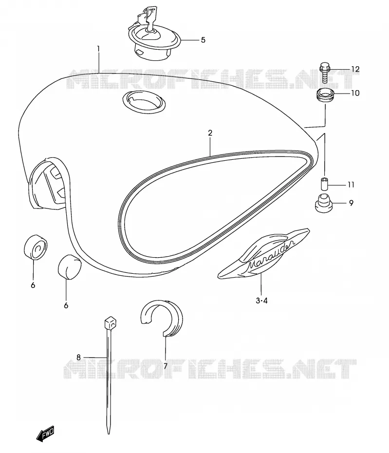 RESERVOIR D'ESSENCE (MODELE K2) Suzuki MOTO 250 MARAUDER 2002  GZ250K2(P19)