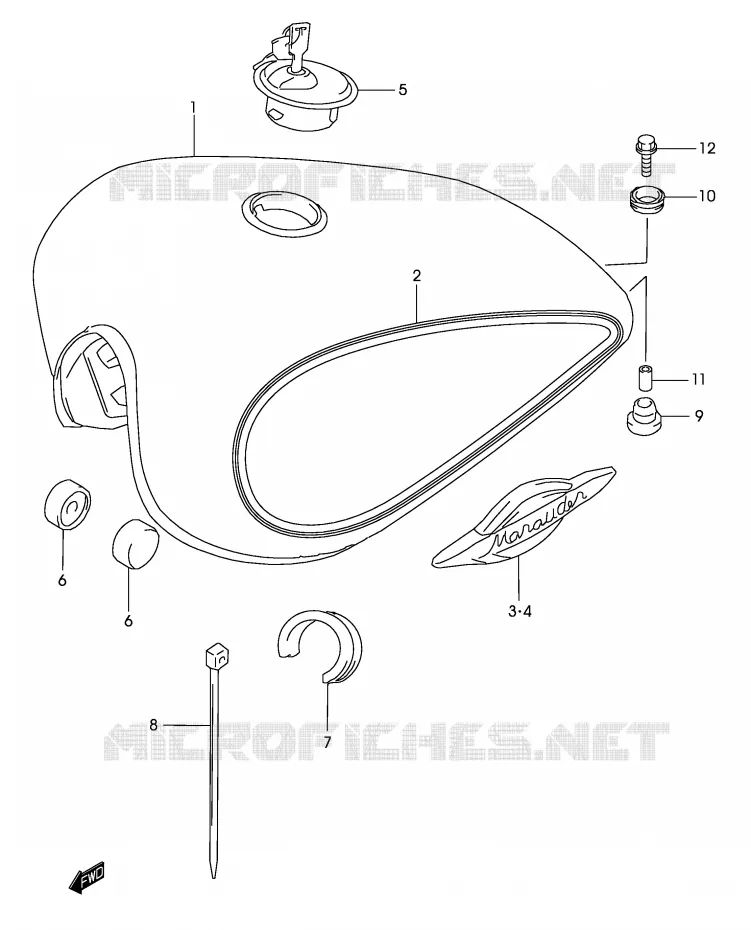 RESERVOIR D'ESSENCE (MODELE K3) Suzuki MOTO 250 MARAUDER 2003  GZ250LK3(P19)