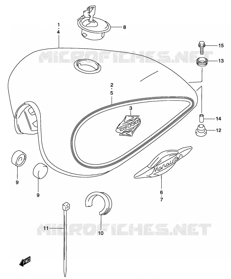 RESERVOIR D'ESSENCE (MODELE K3) Suzuki MOTO 250 MARAUDER 2004  GZ250K4(P3)
