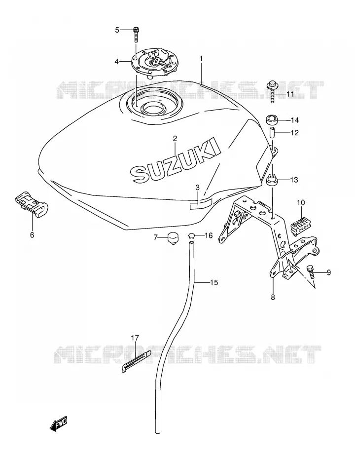 RESERVOIR D'ESSENCE (MODELE T) Suzuki MOTO 600 GSX-F 1992  GSX600FN(E2)