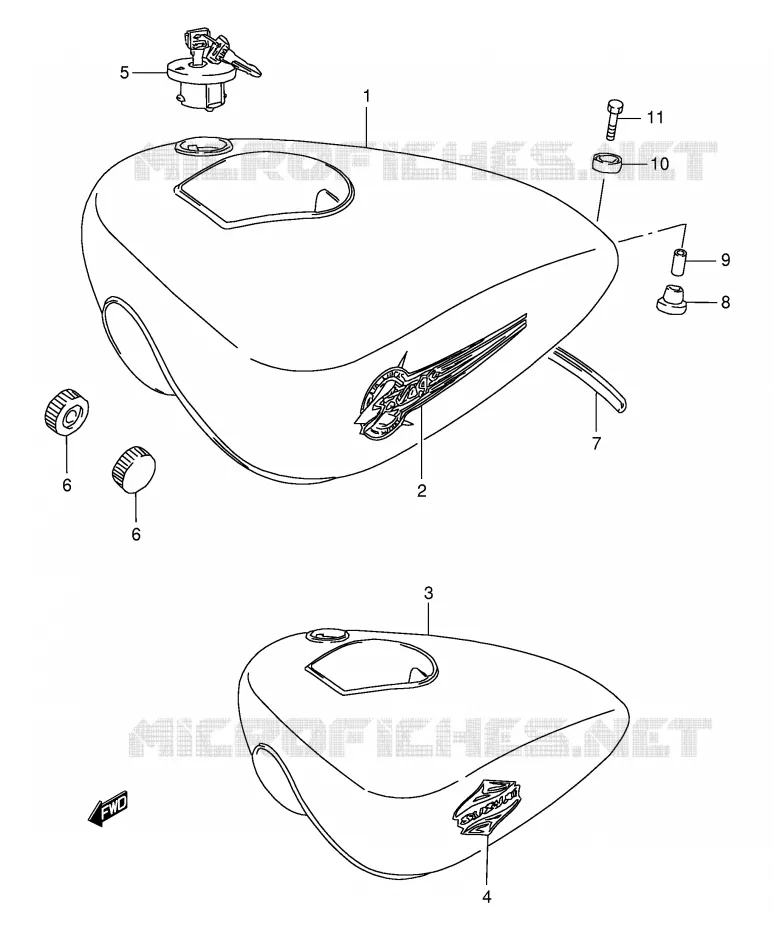RESERVOIR D'ESSENCE (MODELE T) Suzuki MOTO 650 SAVAGE 2002  LS650PK2(E2)