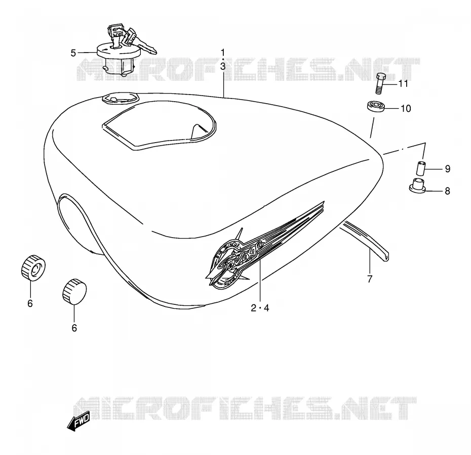 RESERVOIR D'ESSENCE (MODELE T/V/W/X) Suzuki MOTO 650 BOULEVARD 2003  LS650PK3(E3/E28)