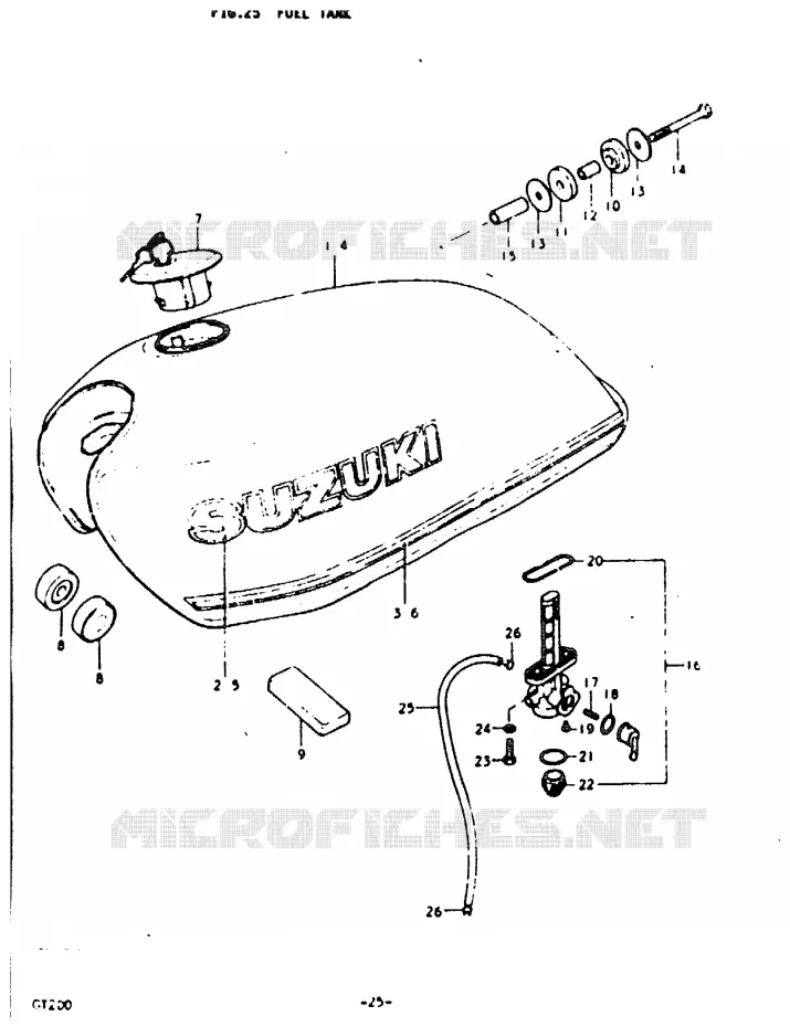 RESERVOIR D'ESSENCE Suzuki MOTO 200 GT 1992  GT200N(N)
