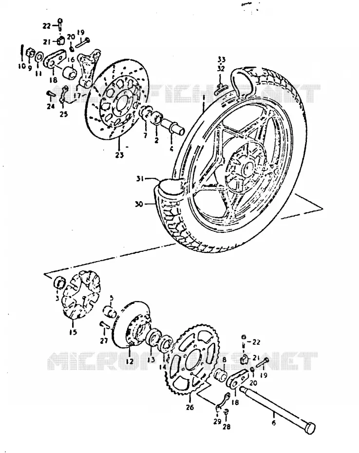 ROUE ARRIERE (GSX750ET, GSX750EX) Suzuki MOTO 750 GSX 1980  GSX750T(T/X)