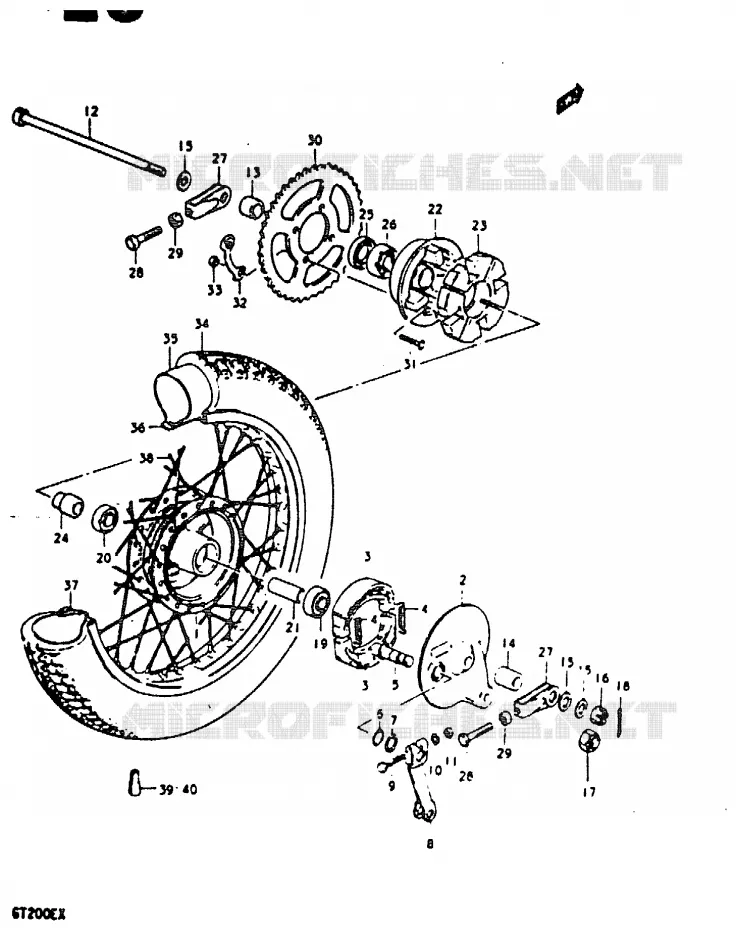 ROUE ARRIERE (GT200X) Suzuki MOTO 200 GT 1999  GT200EX(X)