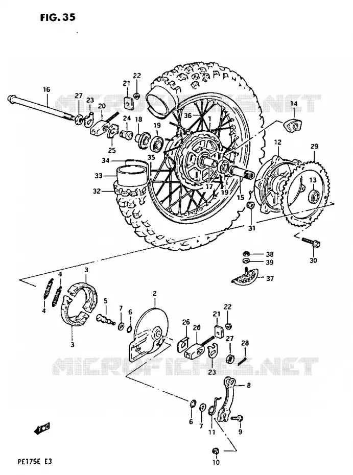 ROUE ARRIERE Suzuki MOTO 175 PE 1984  PE175E