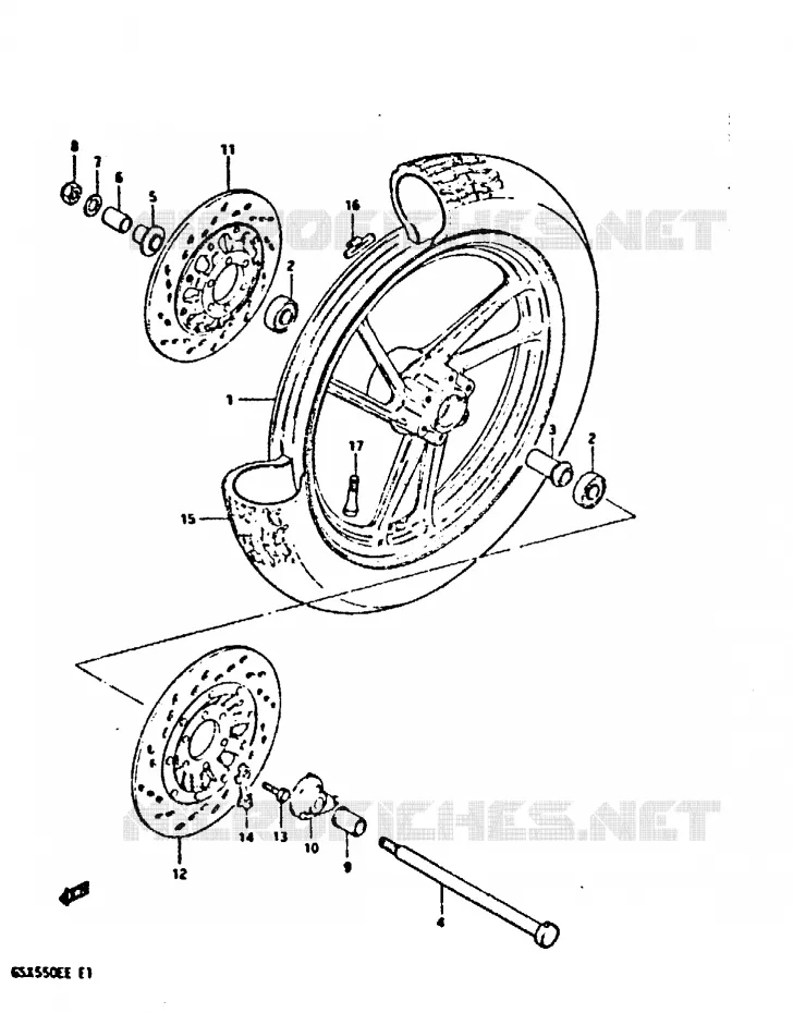 ROUE AVANT Suzuki MOTO 550 GSX-E 1983  GSX550ED(E1)