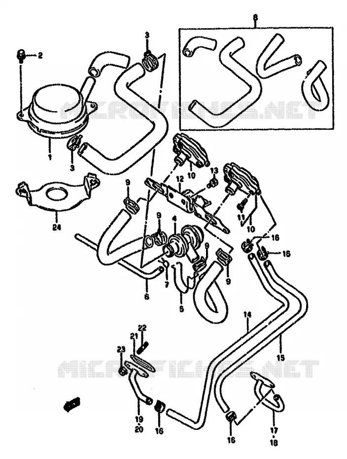 SYSTÈME DE RECYCLAGE GAZ D'ECHAPPEMENT (E18,MODELE N E39) Suzuki MOTO 750 GSX-F 1996  GSX750FT(K-T)