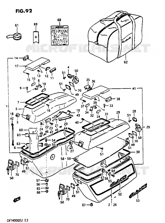 VALISE LATERALE - SUPPORT MODELE H Suzuki MOTO 1400 CAVALCADE 1986  GV1400GDG(G/H/J)