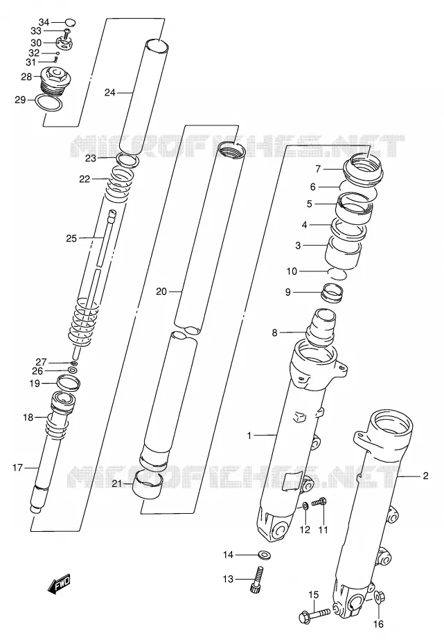 AMORTISSEUR AVANT (MODELE K/L/M/N/P/R) Suzuki MOTO 750 GSX-F 1991  GSX750FM(E2)