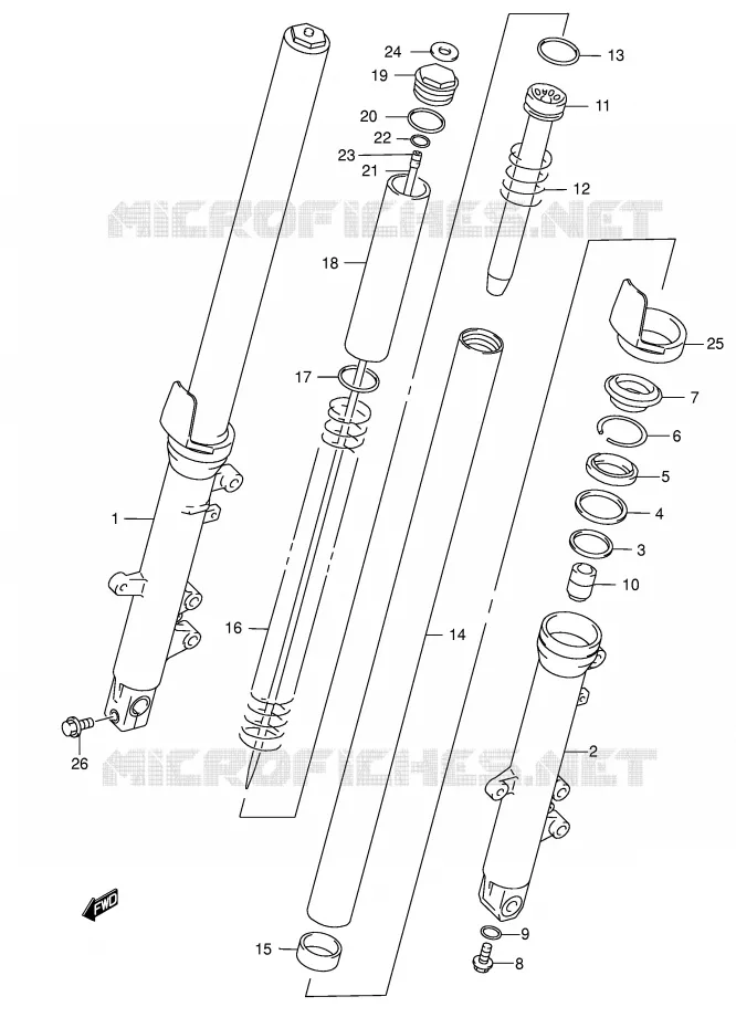 AMORTISSEUR AVANT (MODELE K3) Suzuki MOTO 600 GSX-F 2000  GSX600FUY(E2)