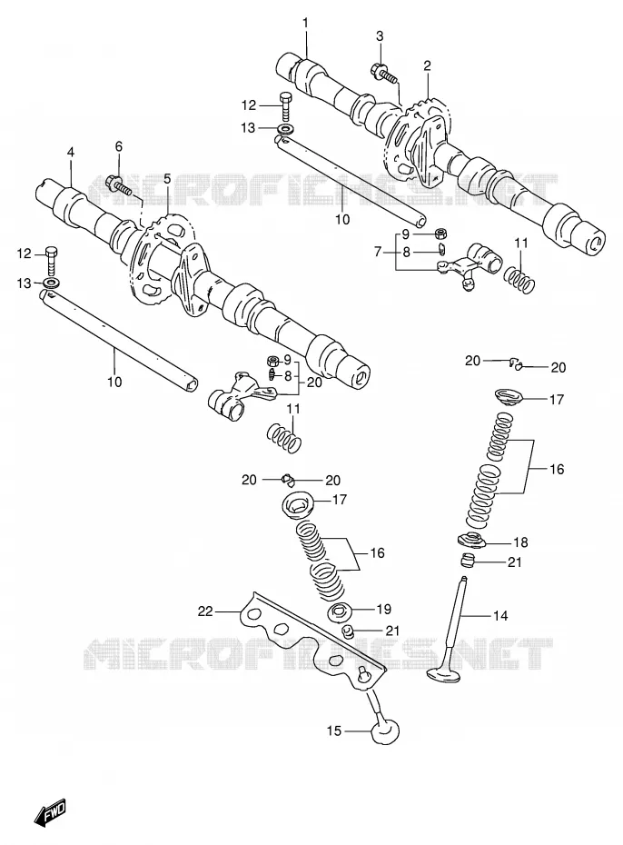 ARBRE A CAMES - SOUPAPES Suzuki MOTO 600 GSX-F 2001  GSX600FK1(E2)