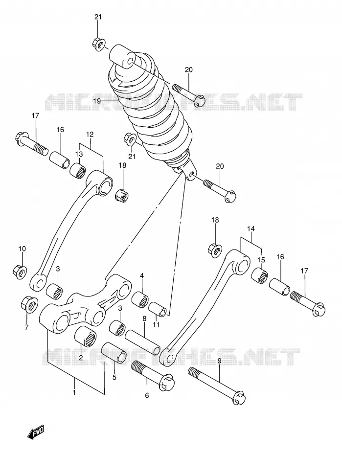 BIELLETTE DE SUSPENSION ARRIERE (MODELE K/L/M/N/P/R/S/T) Suzuki MOTO 600 GSX-F 1991  GSX600FM(E2)