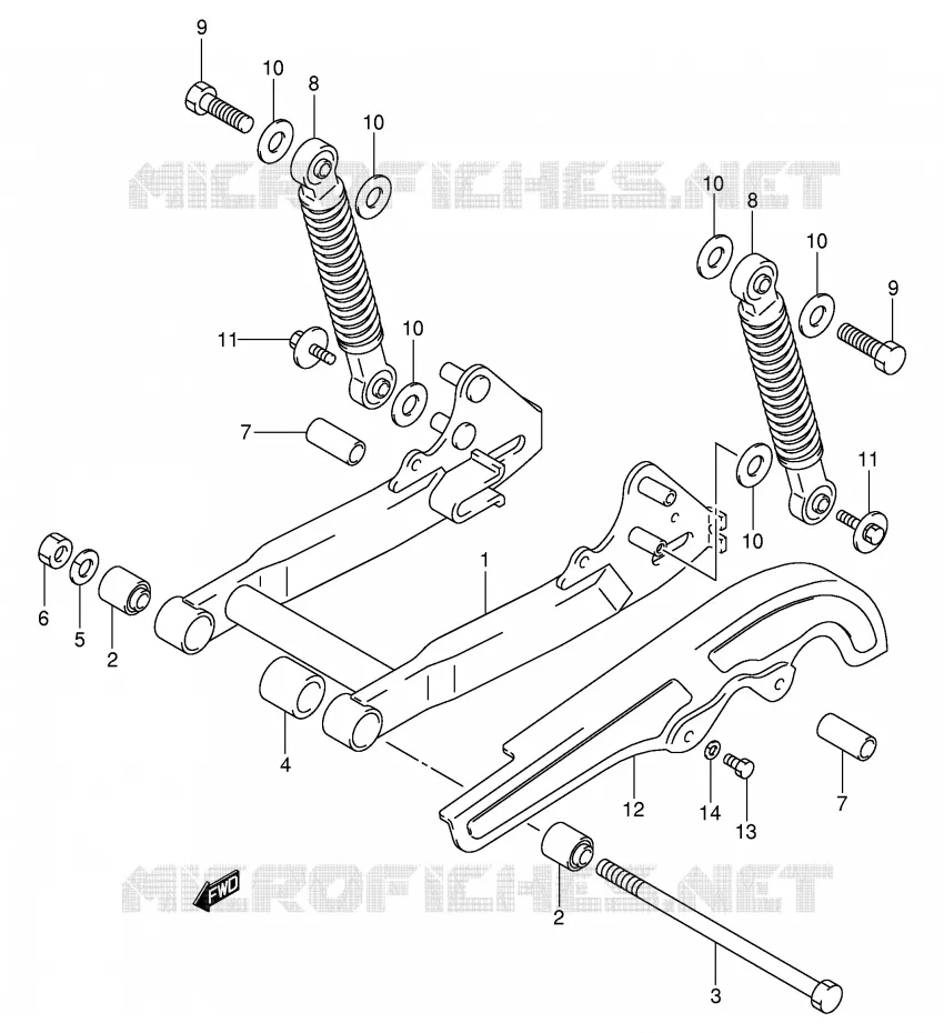 BRAS OSCILLANT ARRIERE Suzuki MOTO 50 JR 2000  JR50Y(P3/P28)
