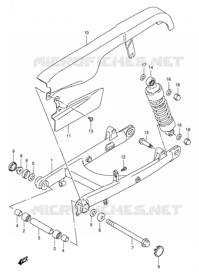 BRAS OSCILLANT ARRIERE Suzuki MOTO 650 BOULEVARD 2002  LS650PK2(E3/E28)