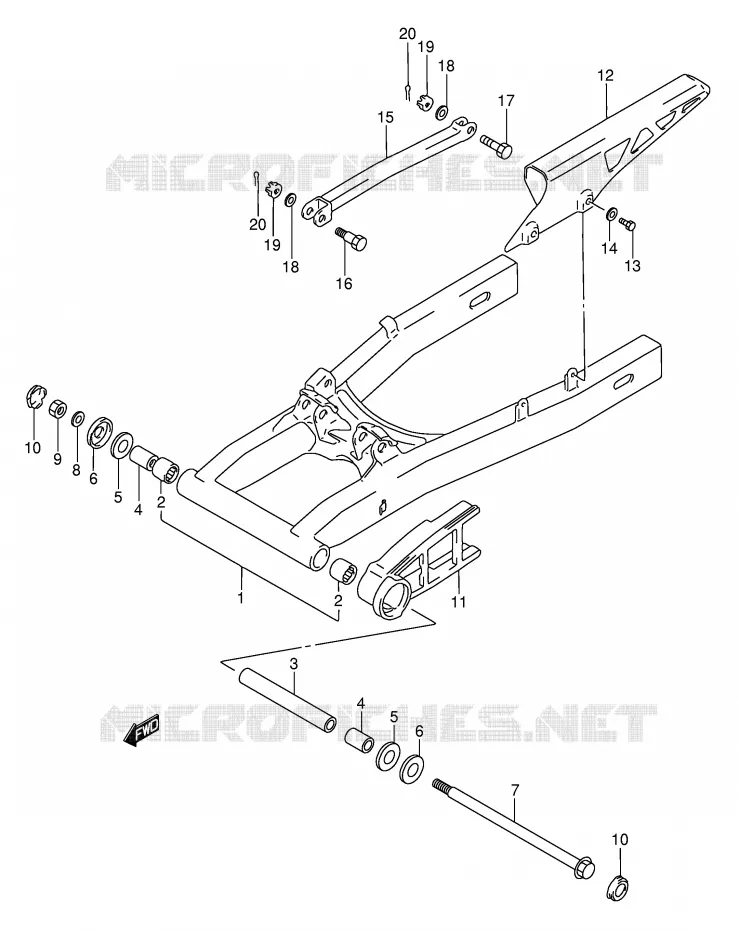 BRAS OSCILLANT ARRIERE Suzuki MOTO 750 GSX-F 1993  GSX750FP(E2)