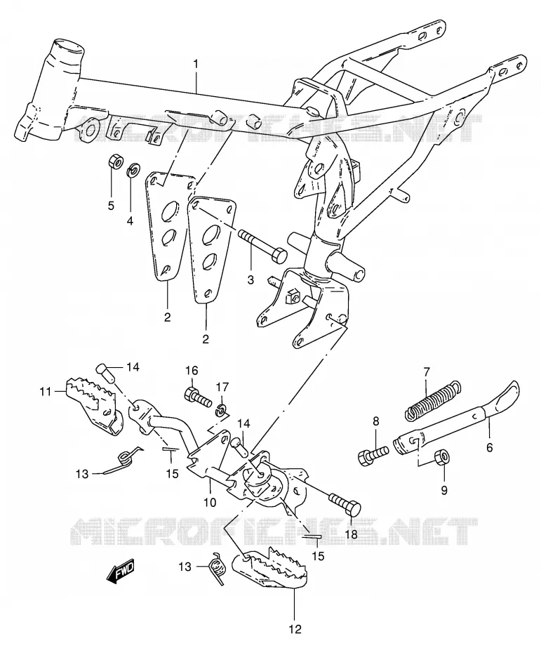 CADRE - REPOSE PIEDS Suzuki MOTO 50 JR 1998  JR50W(P3/P28)