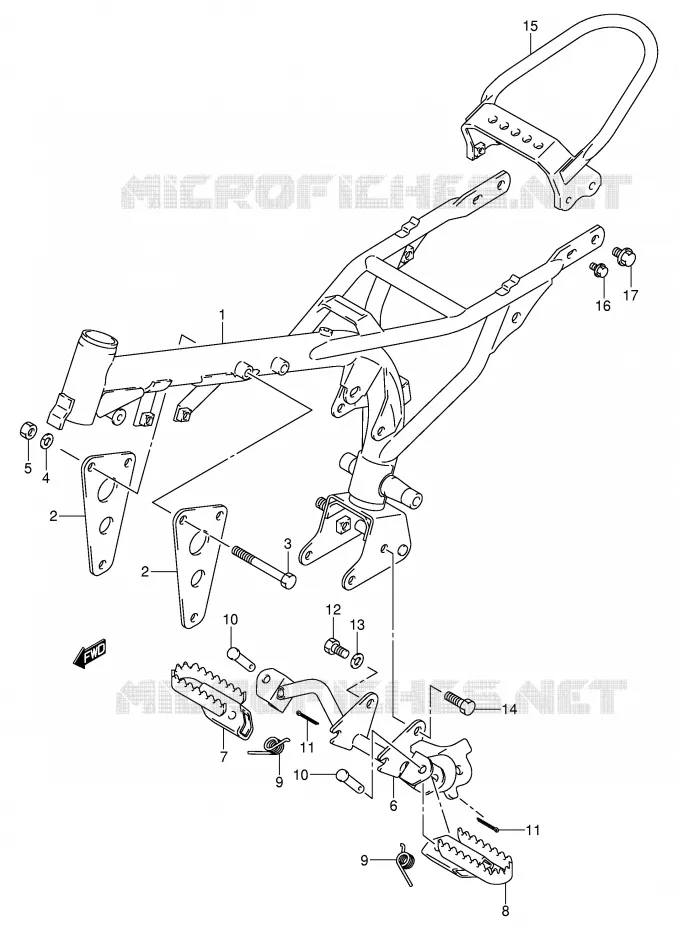 CADRE - REPOSE PIEDS Suzuki MOTO 50 JR 2004  JR50K4(P3/P28)