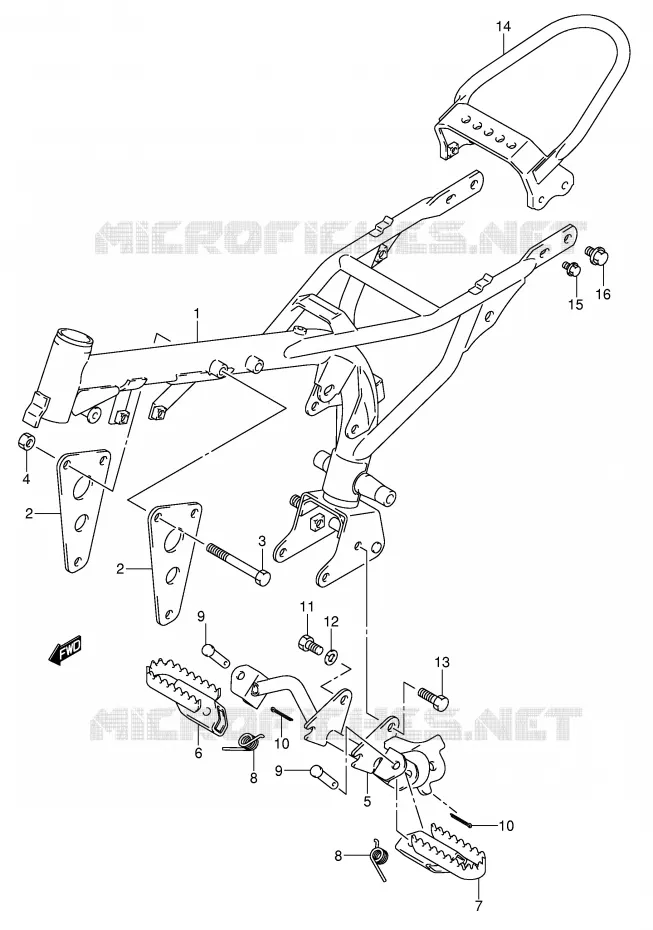 CADRE - REPOSE PIEDS Suzuki MOTO 50 JR 2006  JR50K6(P3/P28)
