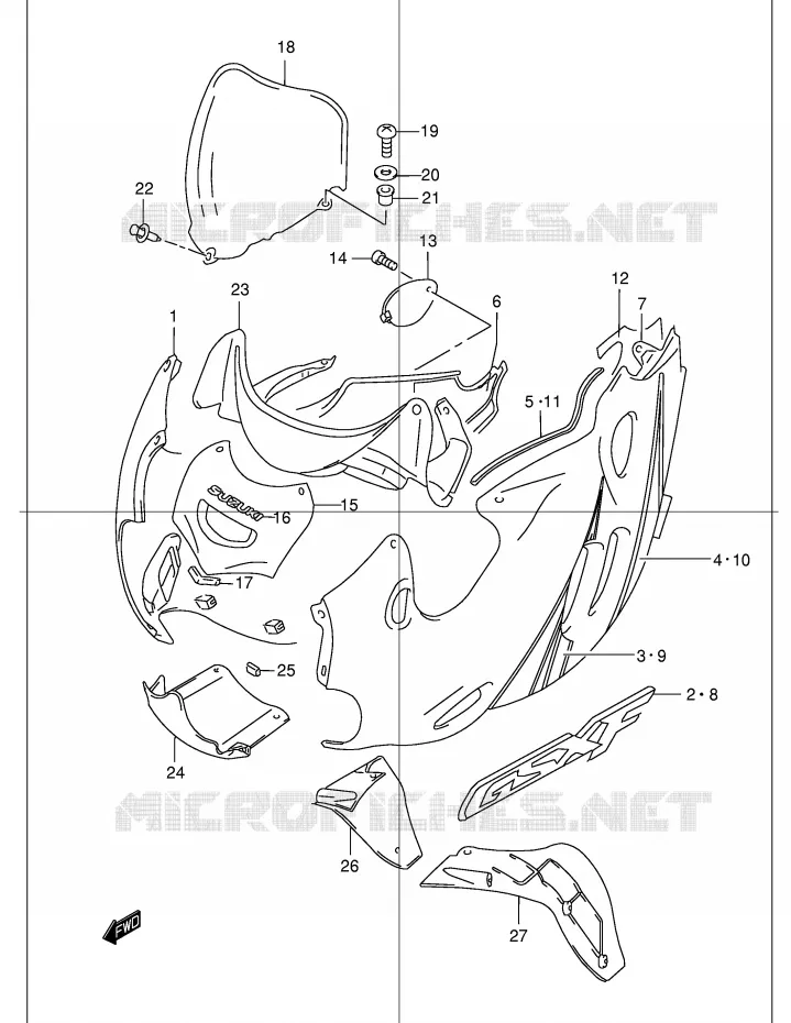 CARENAGES - ETIQUETTES (MODELE K2) Suzuki MOTO 600 GSX-F 1998  GSX600FUW(E2)