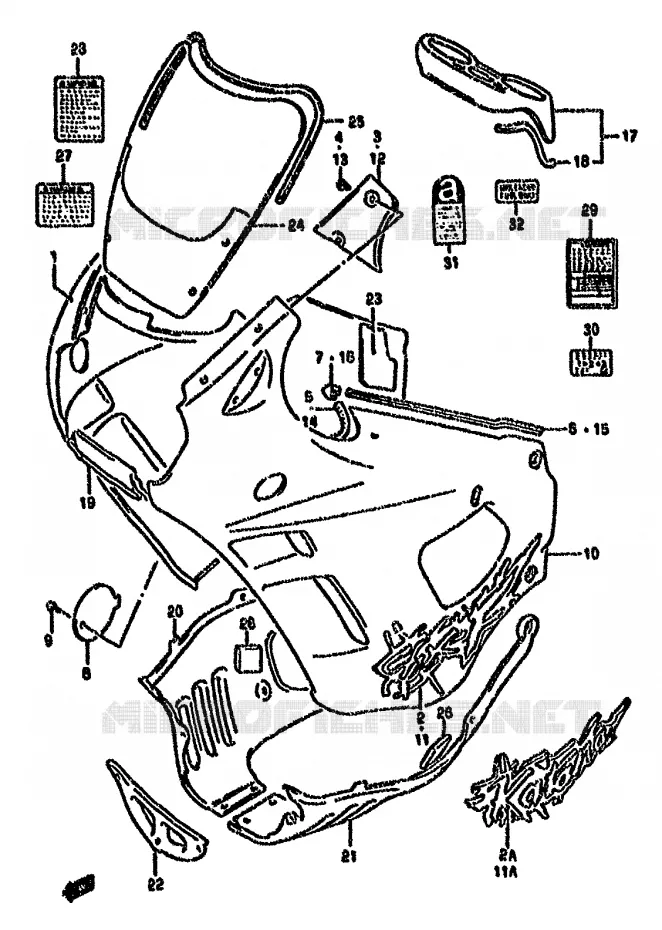 CARENAGES - ETIQUETTES (MODELE R) Suzuki MOTO 750 GSX-F 1990  GSX750FSKL(K-T)