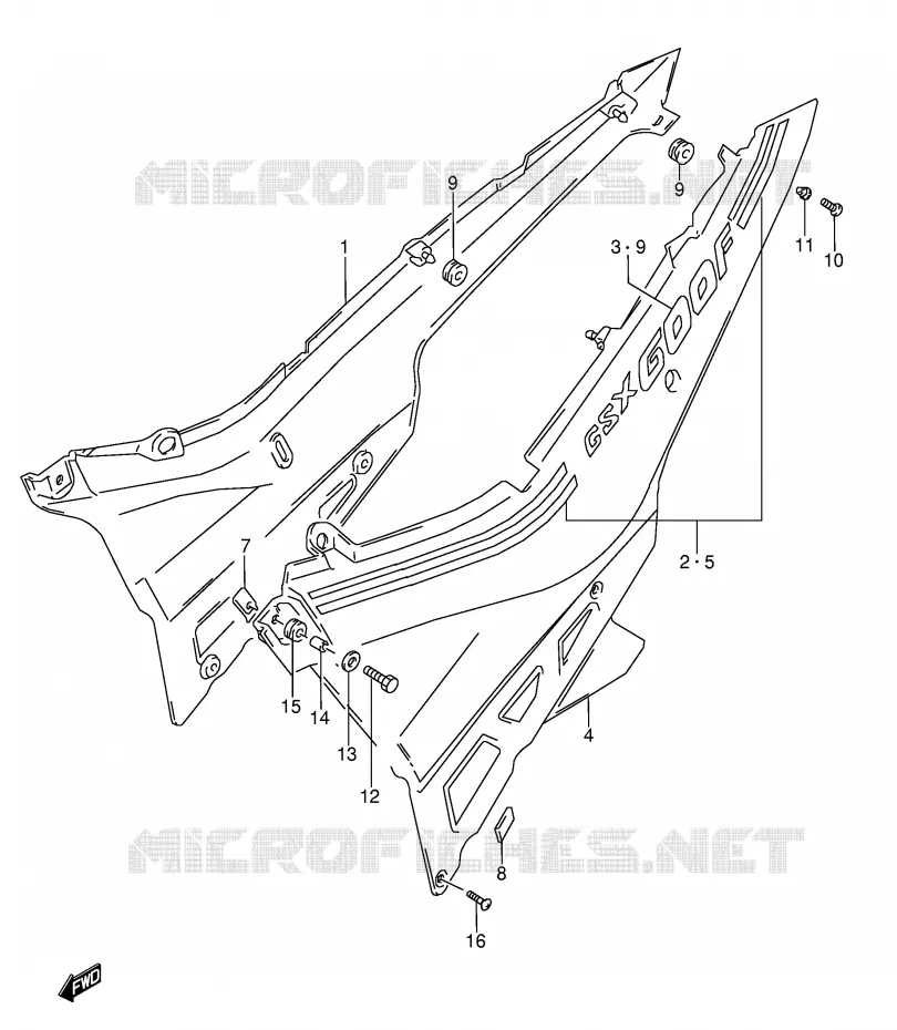 CARENAGES ARRIERE  (MODELE J) Suzuki MOTO 600 GSX-F 1996  GSX600FUT(E2)