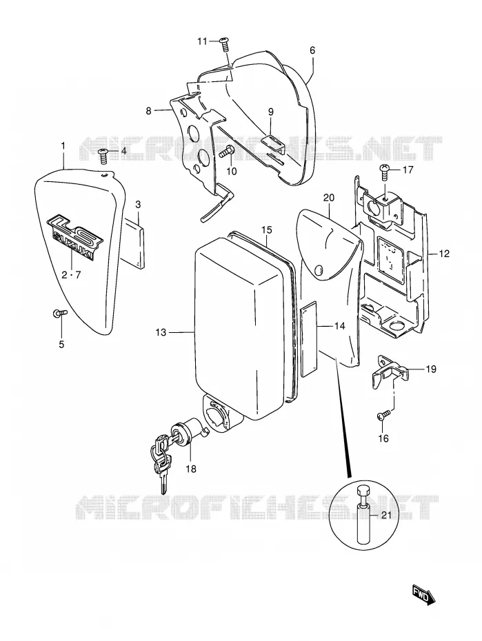 CARENAGES ARRIERE  (MODELE K2/K3) Suzuki MOTO 650 SAVAGE 2000  LS650PY(E2)