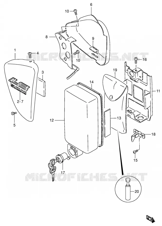 CARENAGES ARRIERE  (MODELE K4) Suzuki MOTO 650 BOULEVARD 1998  LS650PW(E3/E28)