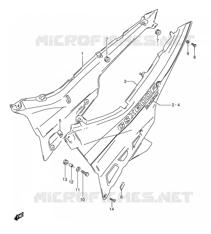 CARENAGES ARRIERE  (MODELE L) Suzuki MOTO 600 GSX-F 1995  GSX600FS(E2)