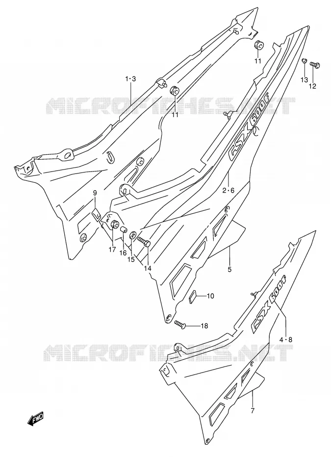 CARENAGES ARRIERE  (MODELE M) Suzuki MOTO 600 GSX-F 1993  GSX600FP(E2)