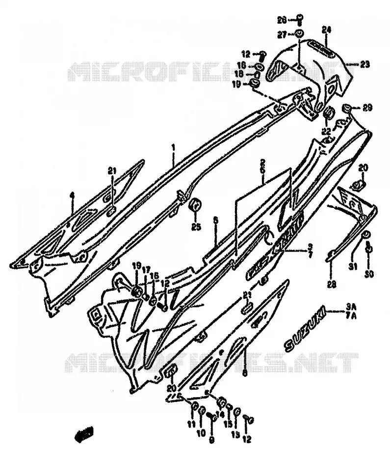 CARENAGES ARRIERE  (MODELE N) Suzuki MOTO 750 GSX-F 1991  GSX750FM(K-T)